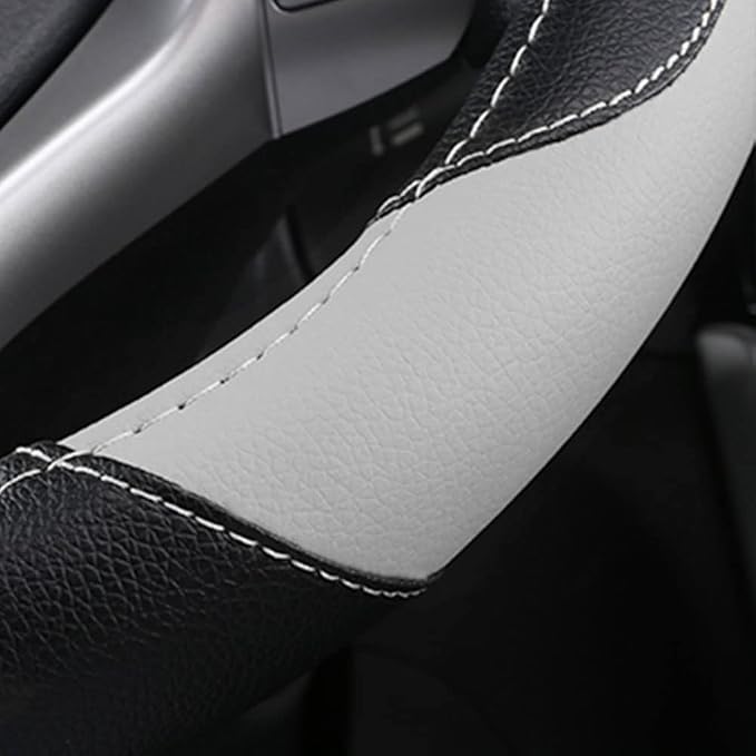 Leather Car Steering Wheel Cover, Universal Fit for Most Cars, Grey | Microfiber Leather,Non-Slip Breathable Auto Steering Wheel Protector - Image 5