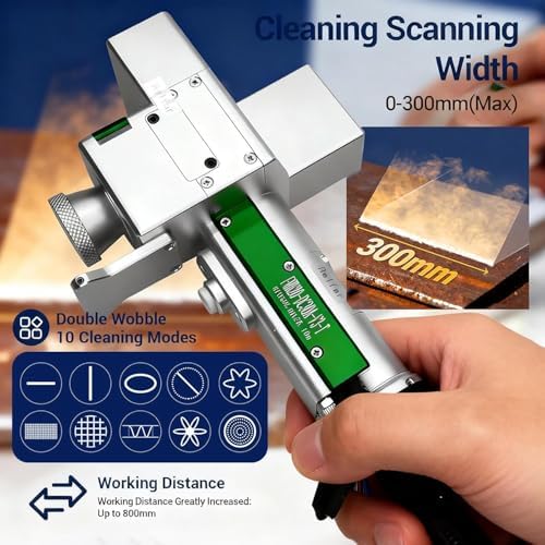 2000W Laser Cleaning Machine Double Wobble 10 Cleaning Modes up to 300mm Handheld Laser Cleaner Machine Remover for Metal Rust Paint Oil Dirt Stains Coating - Image 3