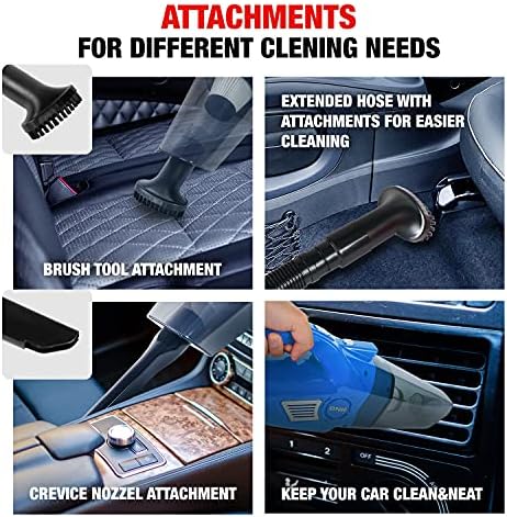 DNA MOTORING TOOLS-00183 Portable Handheld High Power Mini Corded 2 in 1 Vacuum Cleaner, Air Compressor w/Digital Tire Pressure Gauge & LED Light, Car Cleaning Kit,Blue - Image 2