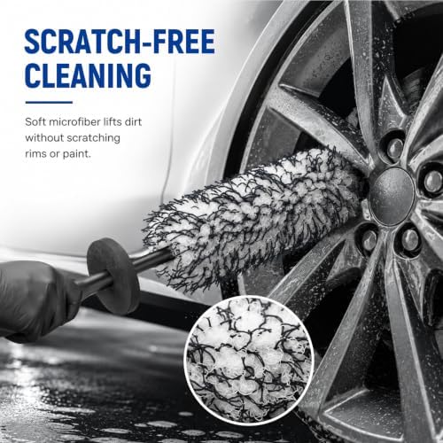 Microfiber Car Wheel Cleaner Brush, Black & White - Image 3