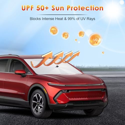 for Car Windshield Sun Shade Umbrella 2025-2026 Chevy Equinox EV Custom Fit Windshield Sun Protector Cover 6-Layer Heat-Resistant Fabric, Ultra-Strong Fiberglass Frame (for 2025-2026 Equinox EV) - Image 3