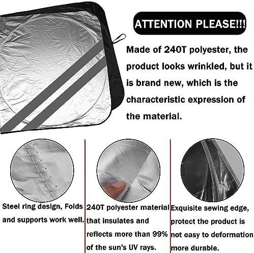 Front Windshield Sun Shade Fit for Dodge Charger Challenger Durango Journey Universal Fit to All Dodge Cars Foldable Sun Visor Protector Custom Fit Dodge Window Sunhade (Gray Trim) - Image 4