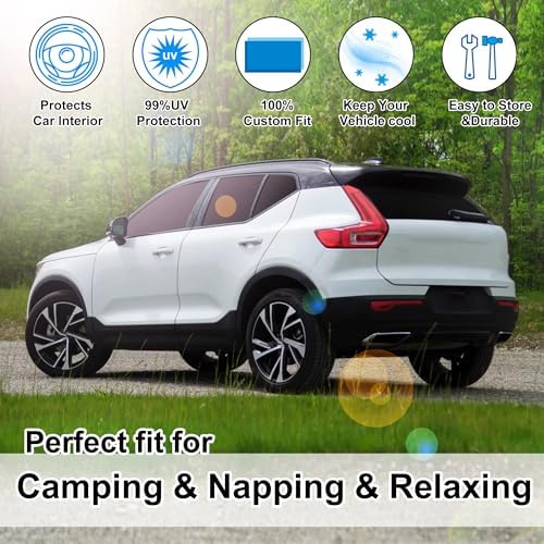 TINGLU Window Shades for Volvo XC40 2019-2025 2026 Accessories Car Side Full Windows Rear Triangular Windshield Sun Shade Sun UV Rays & Privacy Protection for Camping,Napping,and Relaxing 8PCS - Image 6