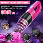 Car Cleaning Kit, Car Vacuum Interior Detailing Cleaner Kit with High Power Handheld Vacuum, Brush Set, Windshield Tool, Duster, Towels, Complete Car Care Tools for Women (Pink) - Image 2