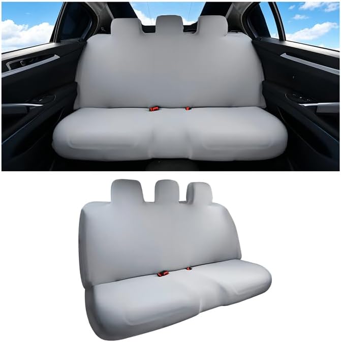 Car Seat Cover, Elastic Waterproof Dustproof Vehicle Back Seat Protector, Scratch Proof Automotive Interior Rear Bench Cover Accessories, Universal Fit (Silver Gray) by BCOWPV