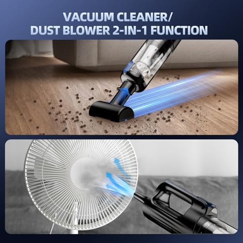 MONOZEL Car Vacuum Portable Cordless, 18000Pa 2 in 1 Vacuum Cleaner&Air Duster, 130W Brushless Motor Handheld Vacuum Cordless with 7800mAh Battery, LED Light, Multi-Nozzles for Car, Home, Office, Pet - Image 6
