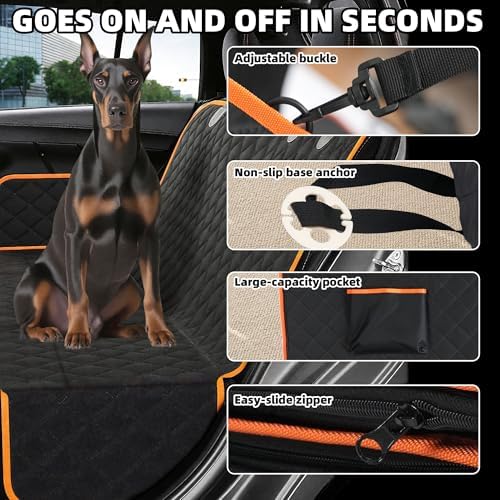 Smouatou Dog Car Seat Cover for Back Seat, Sturdy Backseat Extender for Dogs,New Scratch Resistant, Anti Slip Portable Dog Hammock,Suitable for Cars and SUVs,Car Travel Pet Bed,Hard Bottom (L) - Image 4