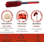 oesee Professional 4 Pack Long Handle Wheel Brush Kit for Cleaning Wheel and Tire- 2X Soft Wheel Cleaning Brush, Detailing Brush and Stiff Tire Brush, Bendable& Durable Wheel Rim Cleaner Brush Set - Image 6
