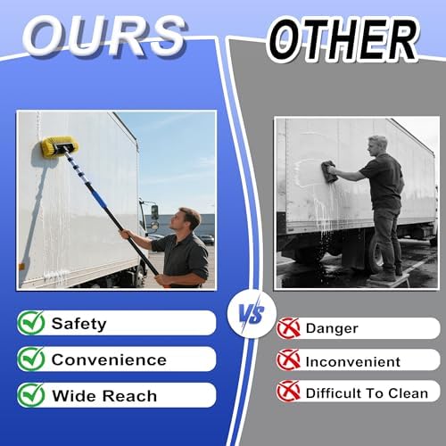 18FT Reach Car Wash Brush with Long Handle, 3 to 12 FT Car Cleaning Brush with Soft Bristle, Aluminium Telescoping Pole for Solar Panel, House Siding, SUV, Cars, Trucks, RV, Floors, Navy - Image 5