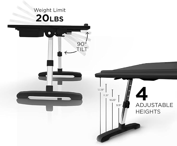 Limitless TotalDesk Portable Modern Workstation and Lap Desk with Adjustable Height & Tilt (Black) - Image 5