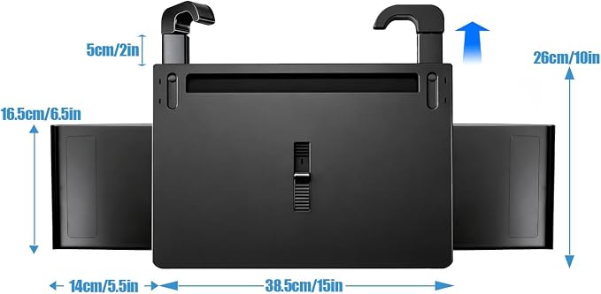 2 in 1 Steering Wheel Desk Dual Slide - 15"Out Trays Laptop Holder | Adjustable Laptop Tray,Car Seat Gap Filler Organizer with Tablet Slot Anti Slip Surface for Eating Writing Working for Car - Image 6