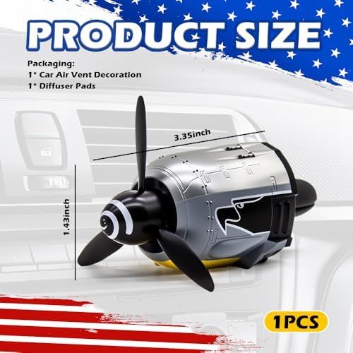 2026 New Fw-190 WW2 Planes Car Air Vent Clip,Fw-190 Fighter Car Vent Clips with Spinning Propeller Fighter Plane Decor,Universal Air Vent Decorations for Cars as Gift for Men & Pilots - Image 2