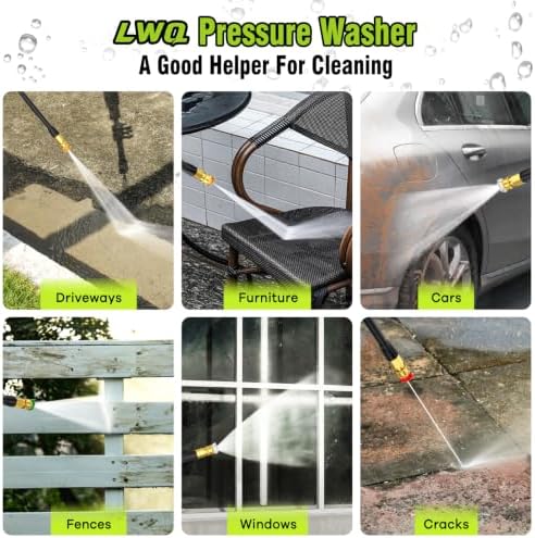 Pressure Washer, Portable Power Washer, 4 Quick Connect Nozzles, High Pressure Cleaning Machine for Car Fence Driveway Patio Washing and More(Light Green) - Image 4