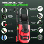 Electirc Pressure Washer with 3 Levels Adjustable Pressure Gun, Portable Pull-Handle, 4 Nozzles and Foam Cannon, Heavy Duty Pressure Washer for Home/Car/Fence/Garden, Red - Image 3
