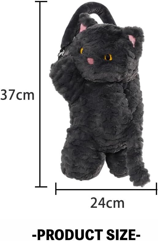 Cute Cat Car Tissue Holder Plush Kitten Paper Box for Backseat Adorable Hanging Organizer & Decor for Women Pet Lovers & Gifts (Black) - Image 4