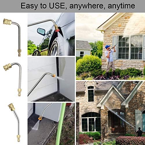 Selkie Pressure Washer Extension Wand Upgrade Power Washer Lance with Spray Nozzle Tips,30°,90°,120° Curved Rod, 1/4’’Quick Connect, Replacement for Anti-Leaked Ring 4000 PSI… (Pack of 2) - Image 5