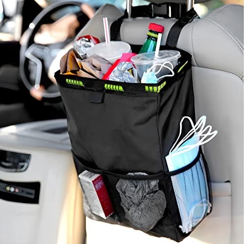Fekey&JF Foldable Hanging Car Trash Can with Storage Pockets, Pink | waterproof lining, hanging strap, Velcro closure, fits most sedans, SUVs, and trucks, car interior accessories - Image 5