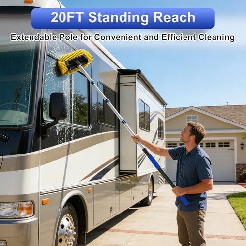 18FT Reach Car Wash Brush with Long Handle, 3 to 12 FT Car Cleaning Brush with Soft Bristle, Aluminium Telescoping Pole for Solar Panel, House Siding, SUV, Cars, Trucks, RV, Floors, Navy - Image 6