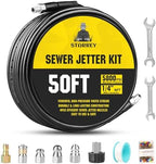 Pressure Washer Drain Jetter – Sewer Jetter Kit for Pressure Washer 50ft 1/4 Inch NPT Hose Nozzles and Adapter 5800PSI Clears Clogs in Pipes & Sewer Lines by Starrey