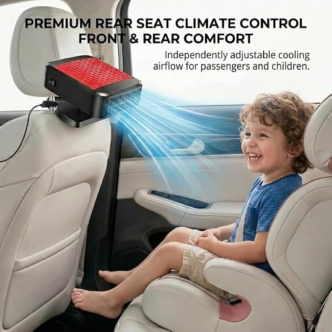 Car Fan for Vehicle, 2-in-1 Portable Car Defroster Heater & Cooling Fan, 12V Auto Heater Defogger with Hot & Cold Wind, 360° Rotatable Car Heater for Truck SUV Sedan - Image 2