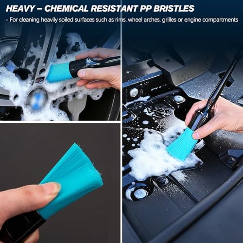 Car Detailing Brushes Set, 8-Piece Auto Detail Cleaning Brush Tool Kit in Soft/Middle/Hard, Crevice Brush, Dust Brush for Car Interior & Exterior, Leather, Air Vents, Emblems, Wheels Wash & Care - Image 6