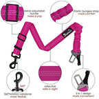 SlowTon Dog Car Seat Belt, 3 in 1 Latch Bar Attachment Dog Safety Seatbelt | Hook Latch Bar& Seatbelt Buckle, Reflective, Heavy Duty Nylon, Durability, Easy of Use, for Travel Riding,FL Pink,27.5" - Image 2