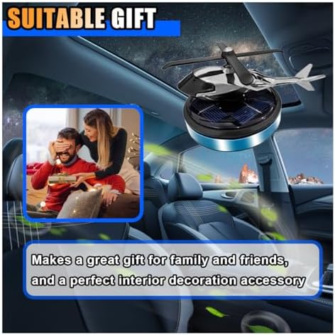 KITUREK Helicopter Solar Rotating Car Air Fresheners for Home, Office, Blue - Image 6