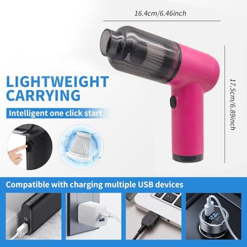Portable Car Vacuum Cordless,2-in-1 Blow Suction Handheld Cleaner with Multi-Nozzles, Rechargeable Mini Vacuum for Car, Home, Office, Pet Hair, Sofa, Keyboard. - Image 2