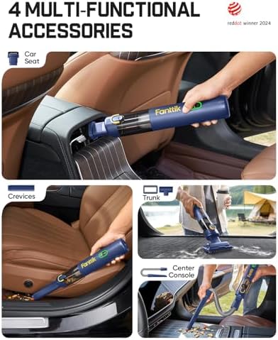 Fanttik V8 Mate Upgraded Cordless Car Vacuum, Portable Mini Vacuum with 13000pa Suction Power, 2 Suction Modes, Type-C Charge, Handheld Vacuum for Car, Small Tasks, Keyboards, Office Desk (Blue) - Image 2