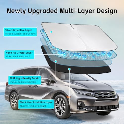 Windshield Sun Shade for Honda Odyssey 2017-2026 Sunshade - Image 3
