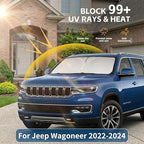 Windshield Sun Shade for Jeep Wagoneer 2022-2024 Sunshade Front Window Shade Custom Fit Wagoneer Accessories Sun Visor Foldable Shade Blocks UV Rays Accessories - Image 2