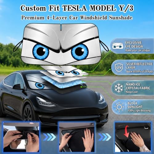 Tesla Model 3/Y Windshield Sun Shade, Sporty Silver - Image 4