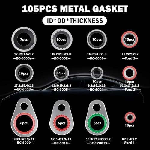 195PCS O Ring Assortment Kit,Multi-Size Car Air Conditioning Compressor Seals O-Ring & Gakest,Universal A/C Seal Kit for Automotive Replacement AC Compressor Kit R134A Refrigerant Valve Core - Image 2