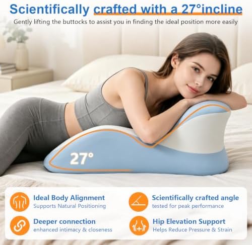 Memory Foam Wedge Pillow, 27° Intimacy Couples Pillow- Blue - Image 3