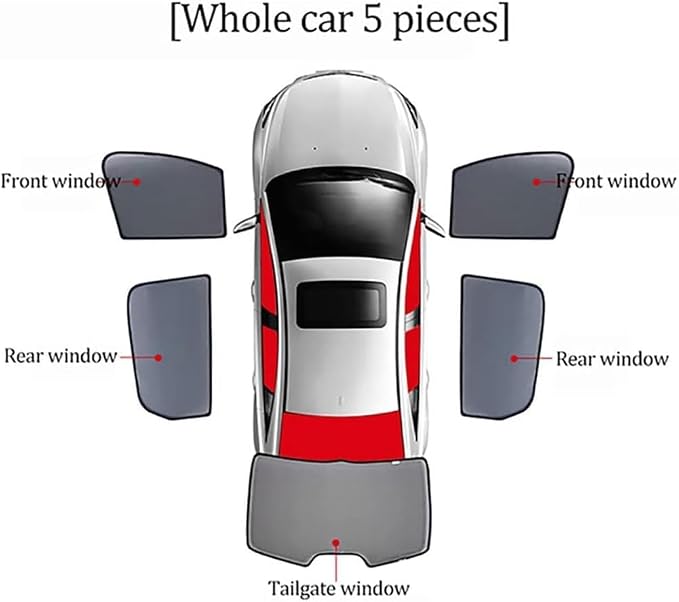 Car Side Window Sunshades for Volvo XC60 2. Gen (Spa) 2018-2024, Magnetic UV Protection Shades for Front/Rear Windows, Heat Resistant Sun Visor Shield Accessories,E/5 Doors Window - Image 2
