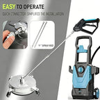 Hourleey 14" Pressure Washer Surface Cleaner, Stainless Steel Surface Cleaner with 4 Wheels for Concrete, Patio, Sidewalk, Deck, Pathway 1/4" Quick Connector, 2 Extension Wand, 4000 PSI - Image 6