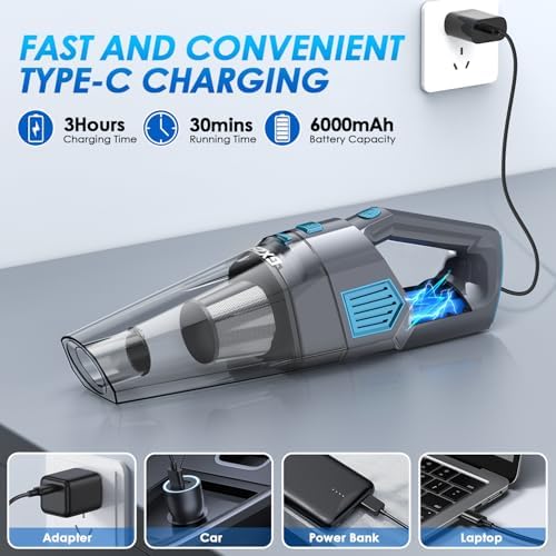 Gxzsk Handheld Vacuum Cordless, 15000PA Hand Held Car Vacuum Cleaner - Image 4