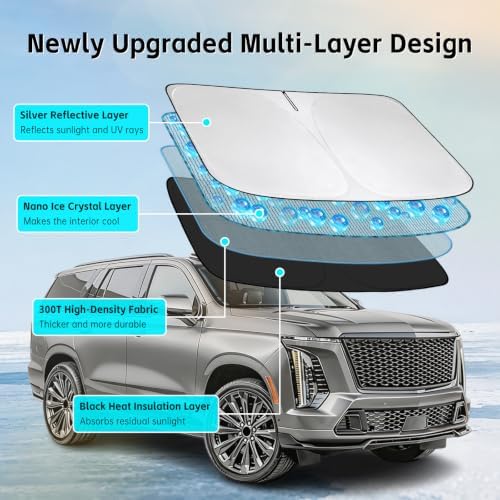 Windshield Sun Shade for Cadillac Escalade 2021-2026 Sunshade - Image 3