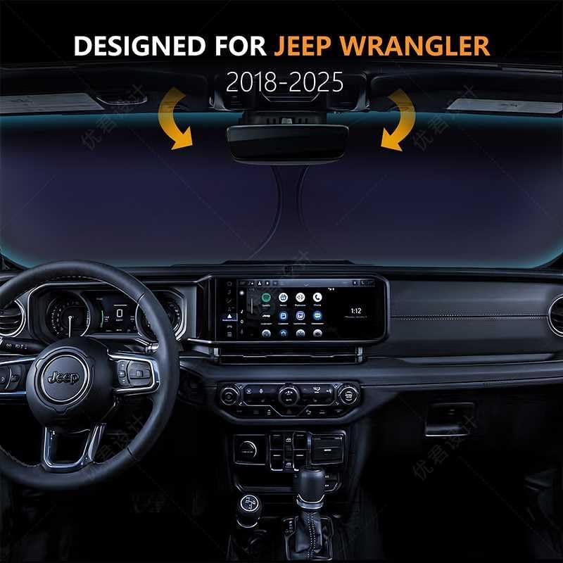 for 2018-2026 Jeep Wrangler - Premium Sunshade for Wrangler JL JLU & 2020-2026 Jeep Gladiator, Front Windshield Sun Shade Blocks UV Rays Foldable Visor with Storage Pouch - Image 2