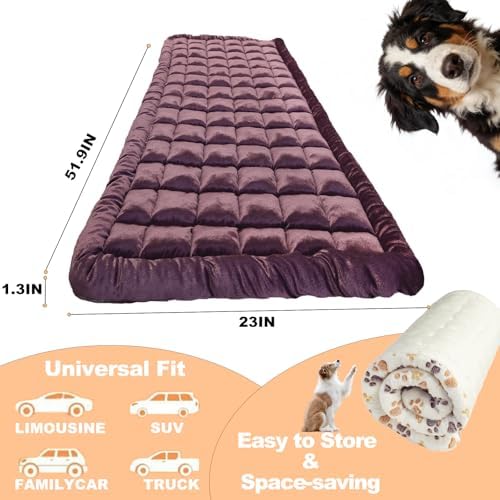 Dog Car Seat Cover for Back Seat, Purple Flannel Pet Bed Mat, Non-Slip Waterproof Bottom, Washable Dog Bed & Seat Protector for Cars SUVs Trucks, Fits Backseat Extenders, 59.1 x 23 Inches - Image 3