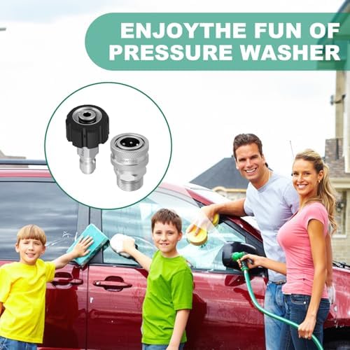 Jewheg 2026 Upgraded Version，Pressure Washer Quick Connect Kit, Stainless Steel Pressure Washer Adapter Set, M22 Swivel 14mm to 3/8 Inch Quick Disconnect，3/4 Inch Hose Fittings - Image 6