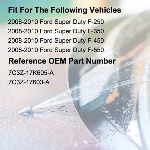 Front Windshield Washer Nozzle Kit fit for 2008 2009 2010 Ford Super Duty F-250 F-350 F-450 F-550 Replaces # 7C3Z-17603-A 7C3Z-17K605-A Wiper Fluid Washer Nozzle Spray Jet - Image 3