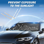 Windshield Sun Shade for Car, 63"x28.5" Universal Fit Front Window Sunshade with Double Steel Ring Frame, Car Sun Shade, UV Protection Windshield Cover with Storage Pouch (Line Flowers) - Image 5