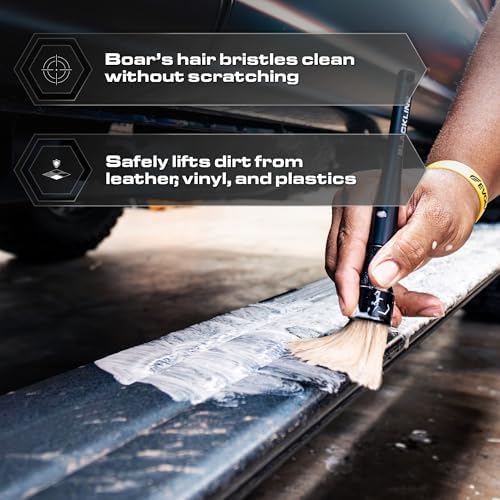 Blackline Car Detailing Brush Set, 2 Pack - Boars Hair Bristles, Interior - Image 3