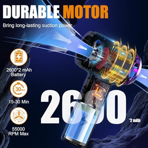 Hayousui 7000Pa Mini Handheld Vacuum,4-in-1 Cordless Car Vacuum Cleaner - Image 4