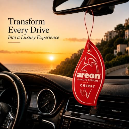 AREON MON MA26 Hanging Best Car Air Freshener Cherry Scent, Paper Hanging Ornaments, Long Lasting Scent for Car or Home 12 Pack - Image 2