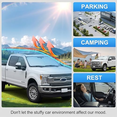 Windshield Sun Shade for Ford Super Duty F250 F350 F450 F550 2017-2026 - Image 6