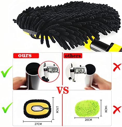 MVEQRRN 15°Curved Chenille Car Wash Brush Mop with Long Handle(Yellow) - Image 3