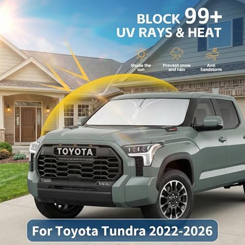 for Toyota Tundra Windshield Sun Shade 2022-2026, Custom Fit for Limited SR5 Platinum TRD Pro, Foldable UV Blocking Front Window Visor, Summer Car Accessory - Image 2