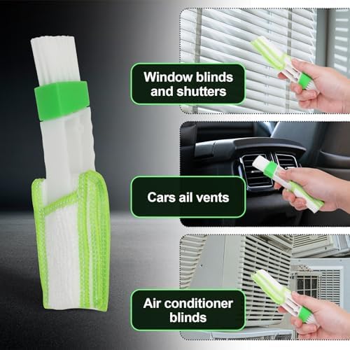 4 Pcs Blind Duster Kit, 7-Finger & Vent Tools, Yellow+Green - Image 4